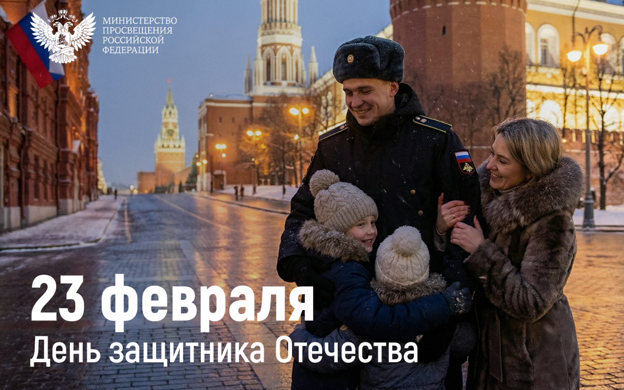 ФОТО к новости: Поздравление Министра просвещения Российской Федерации Сергея Кравцова с Днем защитника Отечества 
