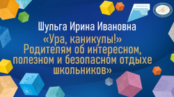 Шульга Ирина Ивановна "Ура, каникулы! Родителям об интенсивном, полезном и безопасном отдыхе школьников"